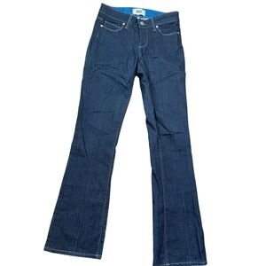 Paige Skyline Boot Dark Indigo Blue Bootcut Jeans Size 25 Low Rise Stretch Denim
